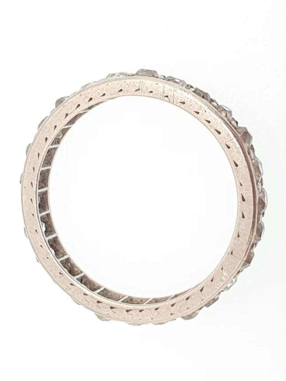 Antique platinum mixed old mine cut diamond eternity ring